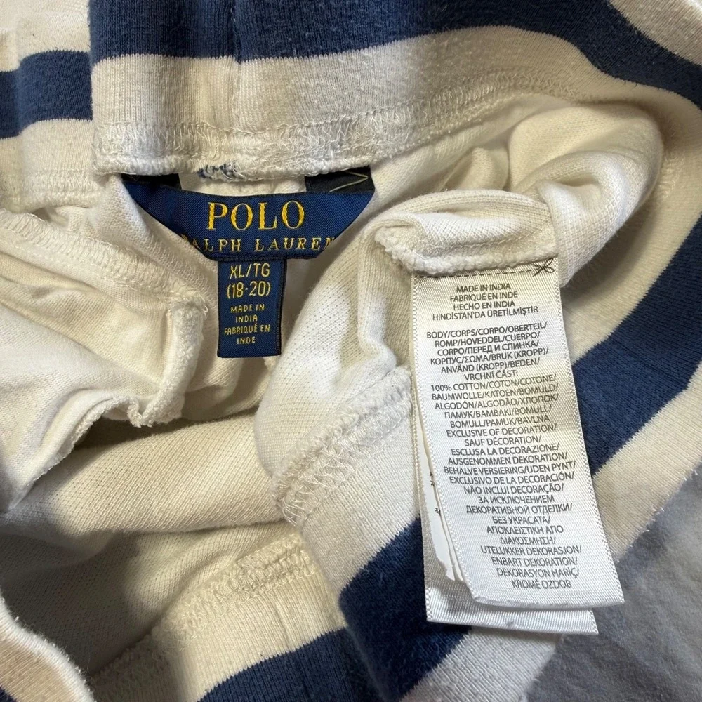 Polo Ralph Lauren Boy's Cotton Mesh Shorts Big Pony Big 3 White‎ Size XL 18-20
